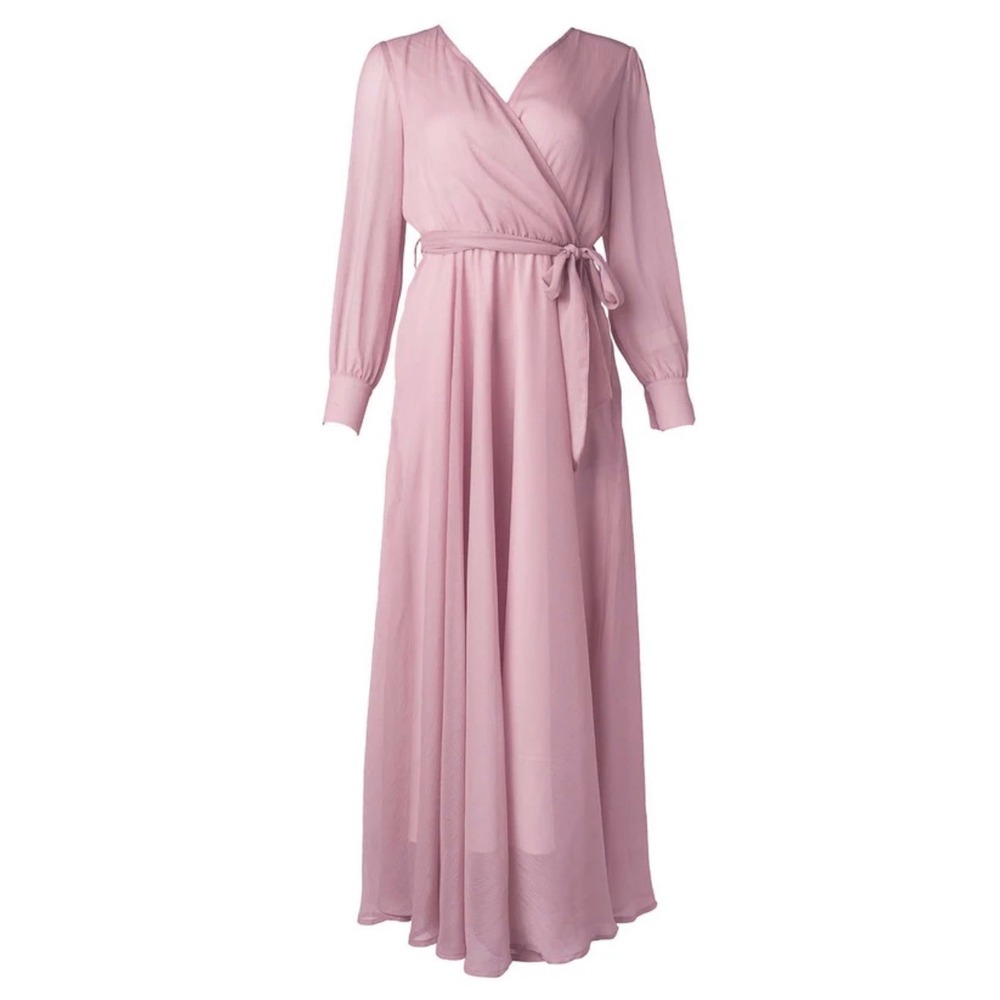 Ivy City‎ Co Andie Dress Blush Pink Long Sleeve Wrap Maxi Dress 3X NEW